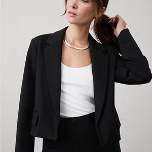 OF/MERCER NWT L CROPPED LINED NO BUTTON GORGEOUS Black Blazer
